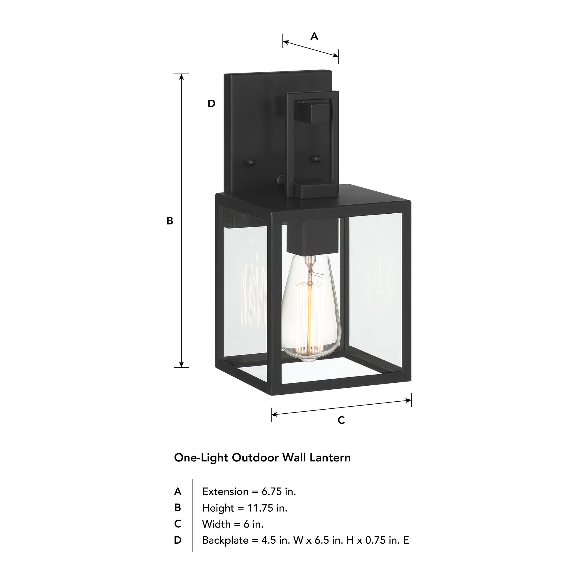 Preston 11.75 in. 1-Light Matte Black Modern Outdoor Wall Lantern