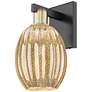 1_Preston 12.5"H Black Antique Brass Wall Sconce With Bell Mercury Shade