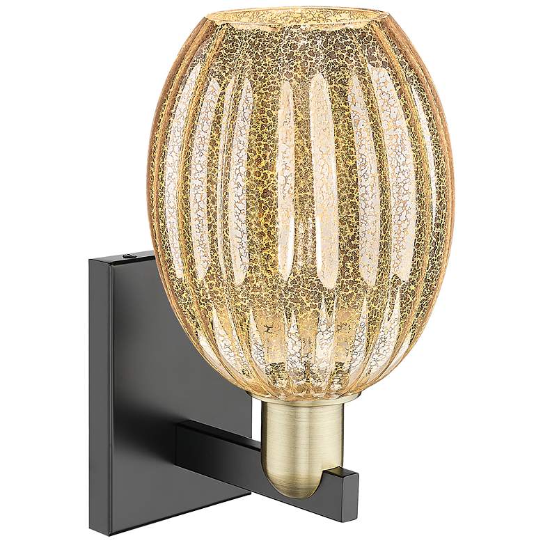 Image 2 Preston 12.5"H Black Antique Brass Wall Sconce With Bell Mercury Shade more views