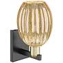 2_Preston 12.5"H Black Antique Brass Wall Sconce With Bell Mercury Shade more views