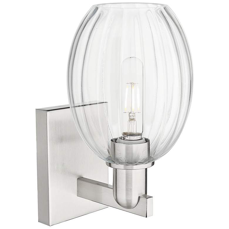 Image 2 Preston 12.5"H Brushed Satin Nickel Wall Sconce With Bell Clear Shade more views