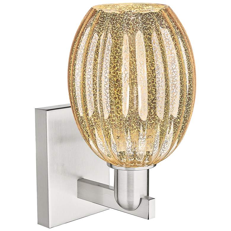 Image 2 Preston 12.5"H Brushed Satin Nickel Wall Sconce With Bell Mercury Shade more views