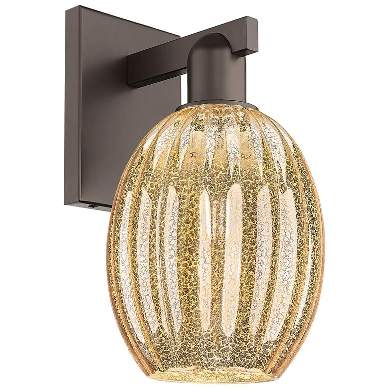 Image 1 Preston 12.5"H Oil Rubbed Bronze Wall Sconce With Bell Mercury Shade
