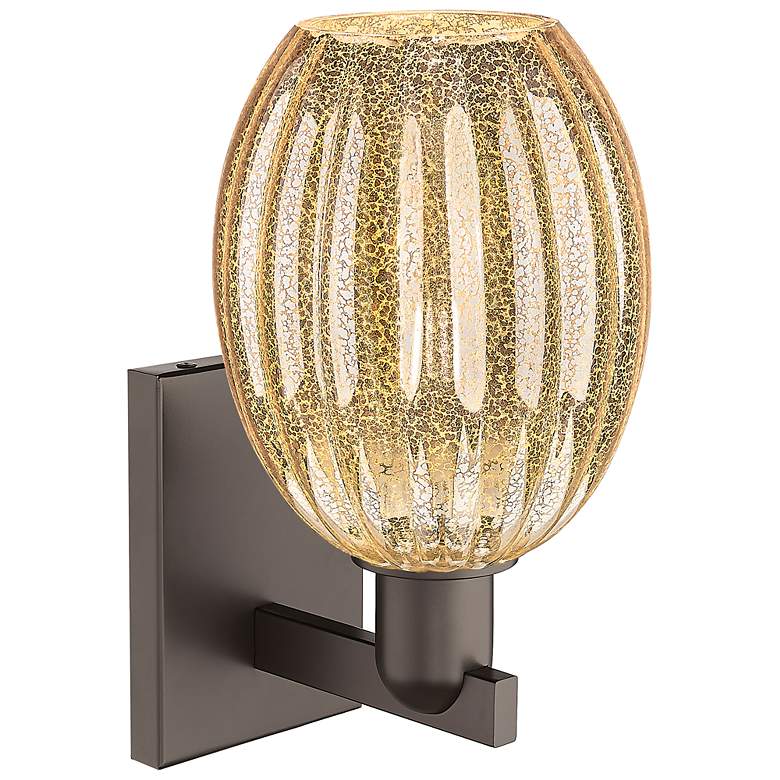 Image 2 Preston 12.5"H Oil Rubbed Bronze Wall Sconce With Bell Mercury Shade more views