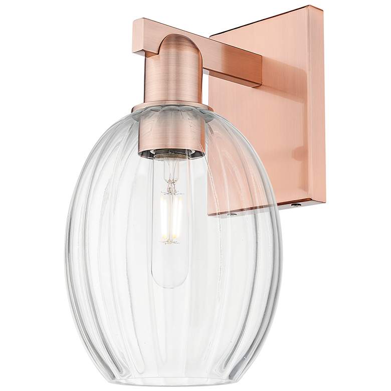 Image 1 Preston 12.5" High Antique Copper Wall Sconce With Bell Clear Shade