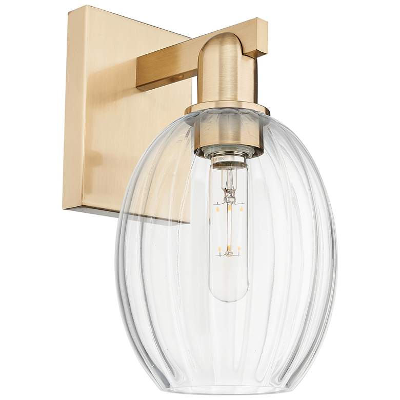 Image 1 Preston 12.5" High Champagne Bronze Wall Sconce With Bell Clear Shade