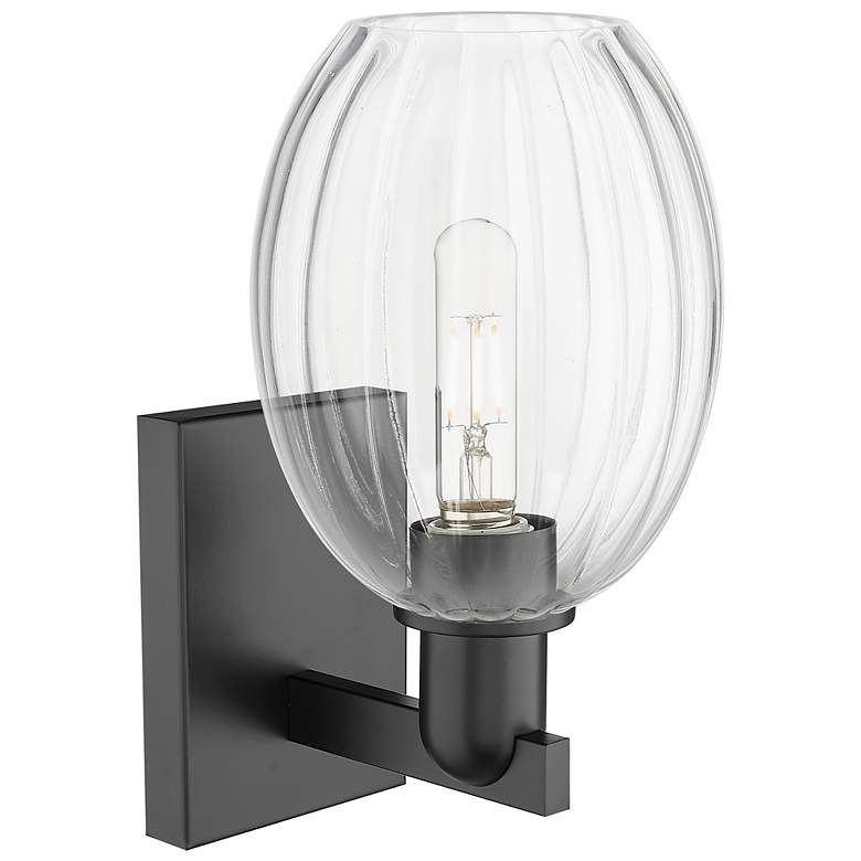 Image 2 Preston 12.5" High Matte Black Wall Sconce With Bell Clear Shade more views
