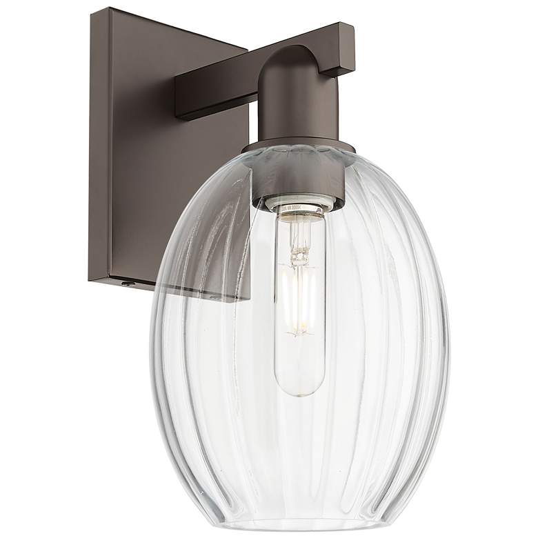 Image 1 Preston 12.5" High Oil Rubbed Bronze Wall Sconce With Bell Clear Shade