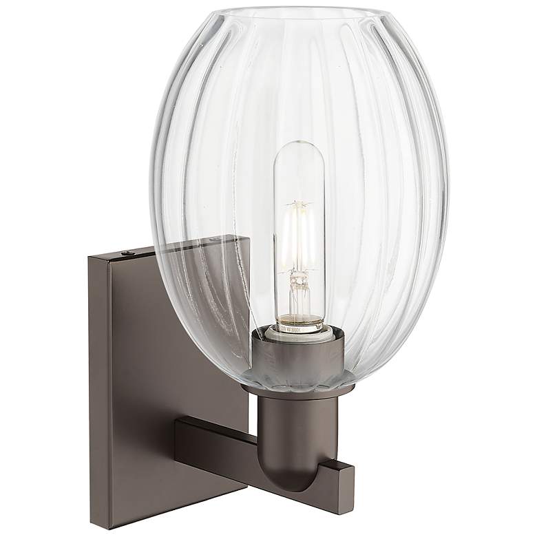 Image 2 Preston 12.5" High Oil Rubbed Bronze Wall Sconce With Bell Clear Shade more views