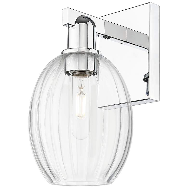 Image 1 Preston 12.5" High Polished Chrome Wall Sconce With Bell Clear Shade