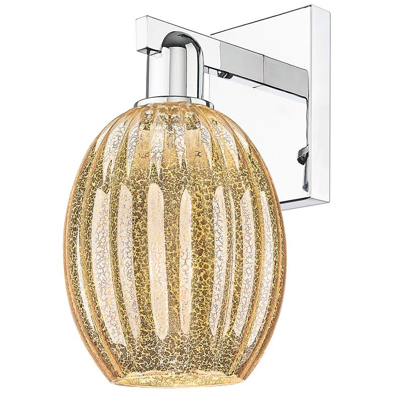 Image 1 Preston 12.5" High Polished Chrome Wall Sconce With Bell Mercury Shade