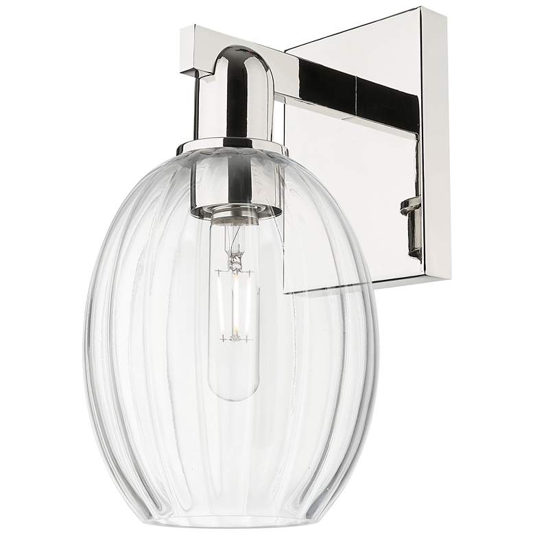 Image 1 Preston 12.5" High Polished Nickel Wall Sconce With Bell Clear Shade