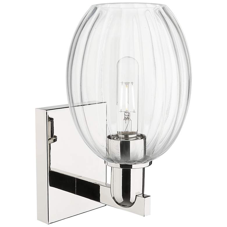 Image 2 Preston 12.5" High Polished Nickel Wall Sconce With Bell Clear Shade more views