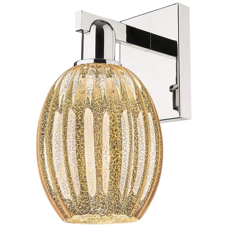 Image 1 Preston 12.5" High Polished Nickel Wall Sconce With Bell Mercury Shade
