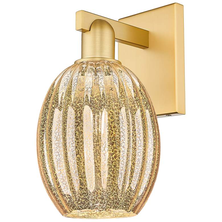 Image 1 Preston 12.5" High Satin Gold Wall Sconce With Bell Mercury Shade