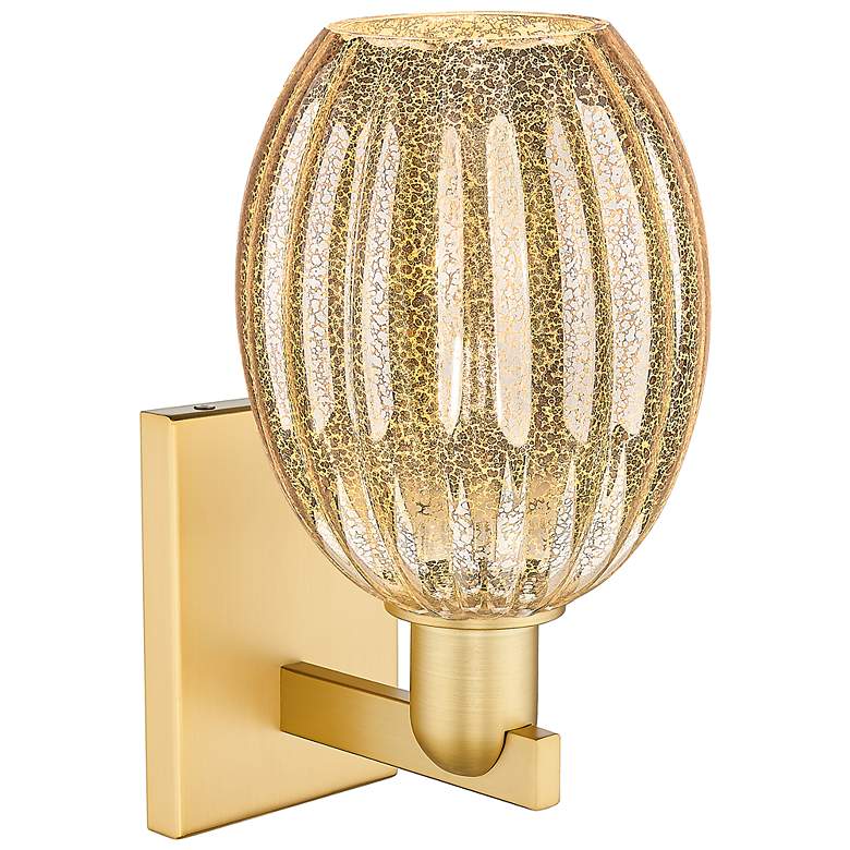 Image 2 Preston 12.5" High Satin Gold Wall Sconce With Bell Mercury Shade more views