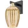 1_Preston 13.5"H Black Antique Brass Wall Sconce With Mercury Flute Shade