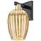 Preston 13.5"H Black Antique Brass Wall Sconce With Mercury Flute Shade