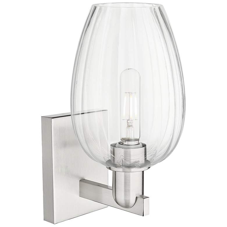 Image 2 Preston 13.5"H Brushed Satin Nickel Wall Sconce With Flute Clear Shade more views