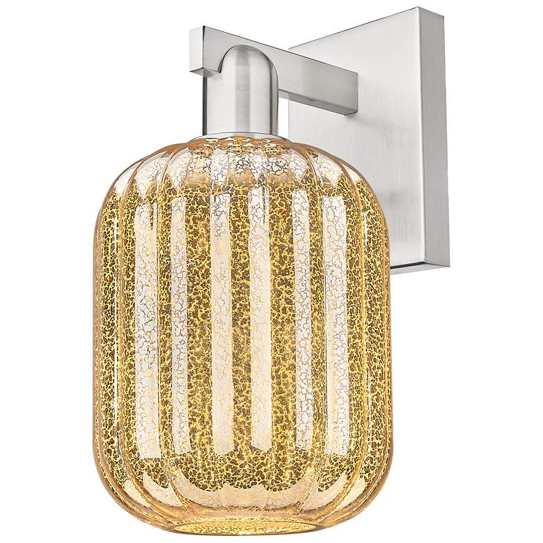 Image 1 Preston 13.5"H Brushed Satin Nickel Wall Sconce With Mercury Jar Shade
