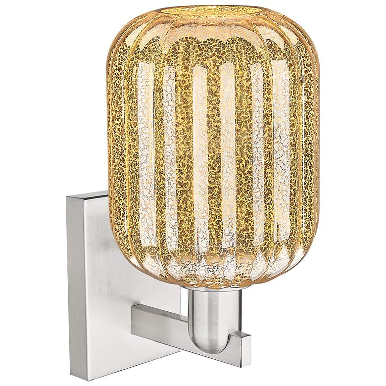 Image 2 Preston 13.5"H Brushed Satin Nickel Wall Sconce With Mercury Jar Shade more views