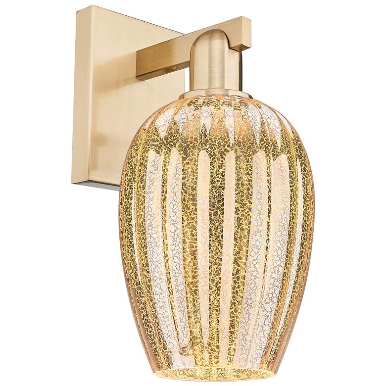 Image 1 Preston 13.5"H Champagne Bronze Wall Sconce With Mercury Flute Shade