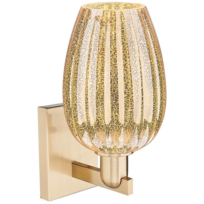 Image 2 Preston 13.5"H Champagne Bronze Wall Sconce With Mercury Flute Shade more views