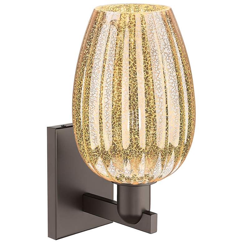 Image 2 Preston 13.5"H Oil Rubbed Bronze Wall Sconce With Mercury Flute Shade more views