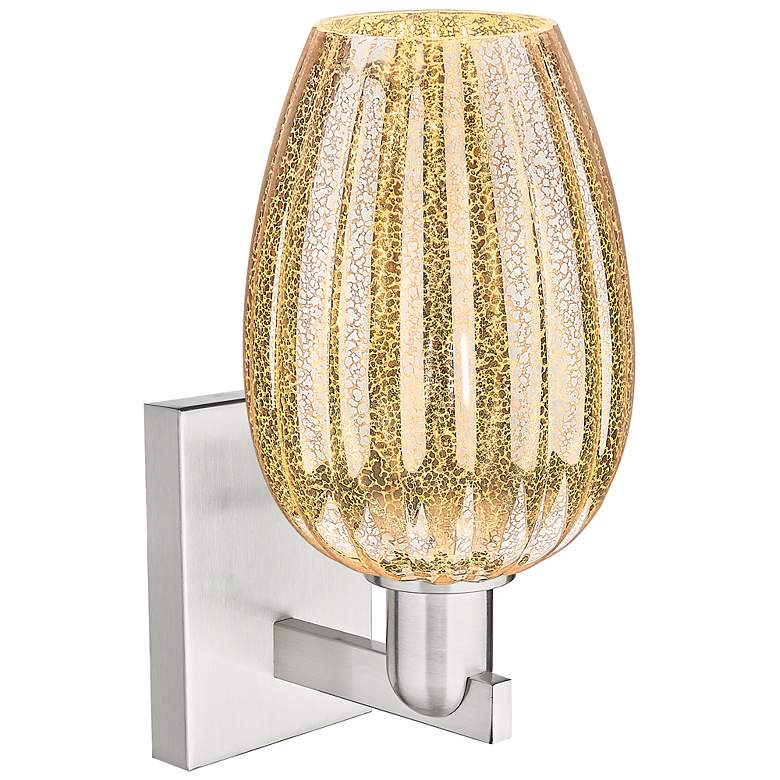 Image 2 Preston 13.5"H Satin Nickel Wall Sconce w/ Mercury Flute Shade more views