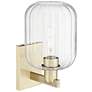 2_Preston 13.5" High Antique Brass Wall Sconce With Clear Jar Shade more views