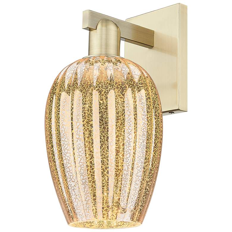 Image 1 Preston 13.5" High Antique Brass Wall Sconce With Mercury Flute Shade