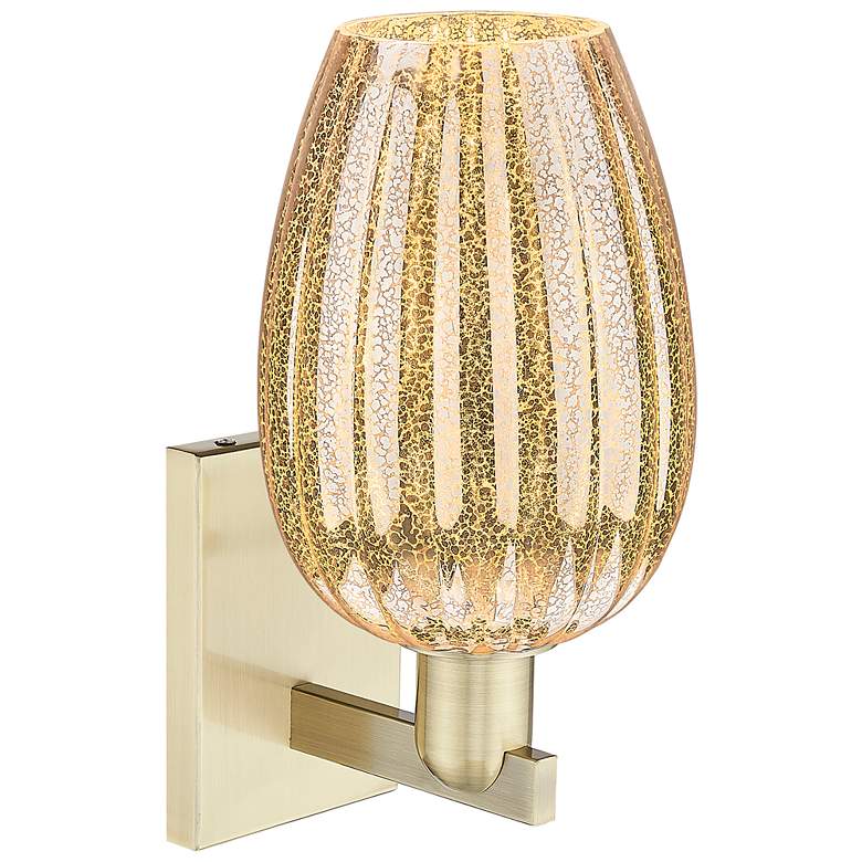 Image 2 Preston 13.5" High Antique Brass Wall Sconce With Mercury Flute Shade more views