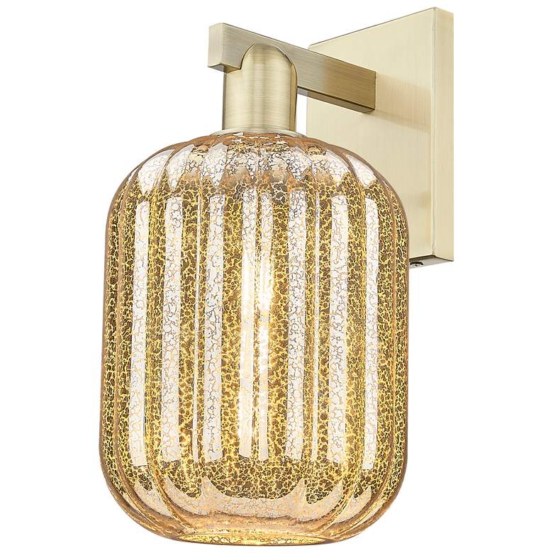 Image 1 Preston 13.5" High Antique Brass Wall Sconce With Mercury Jar Shade
