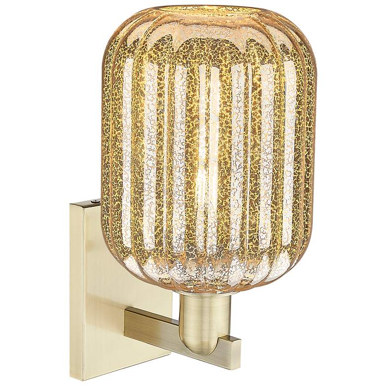Image 2 Preston 13.5" High Antique Brass Wall Sconce With Mercury Jar Shade more views
