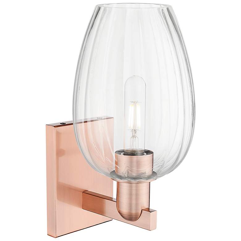 Image 2 Preston 13.5" High Antique Copper Wall Sconce With Clear Flute Shade more views