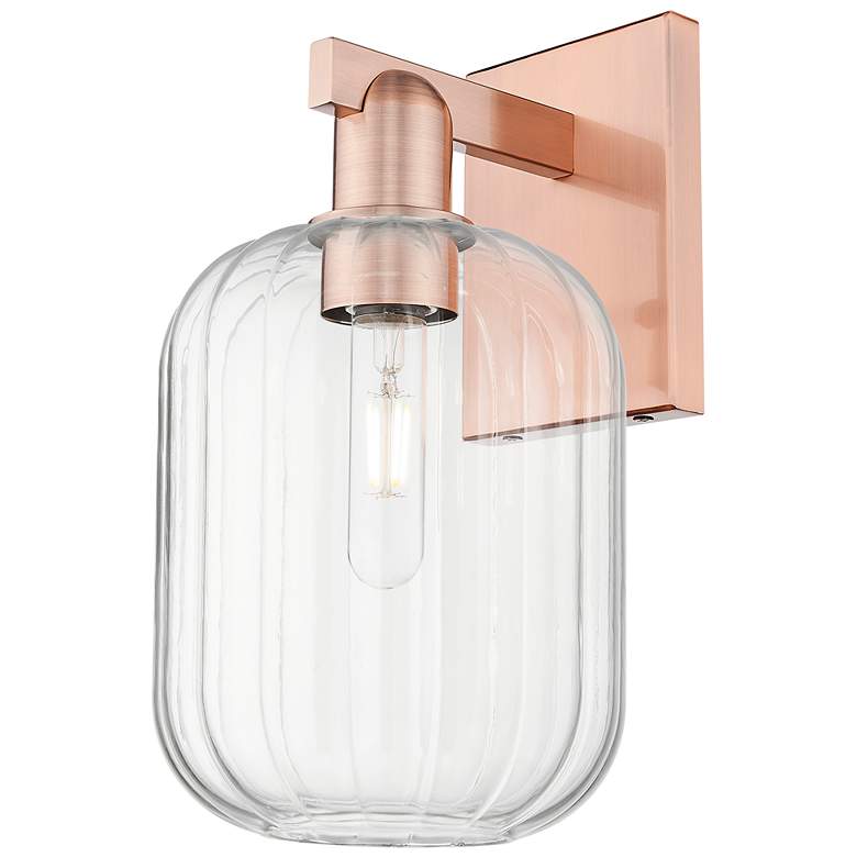 Image 1 Preston 13.5" High Antique Copper Wall Sconce With Clear Jar Shade
