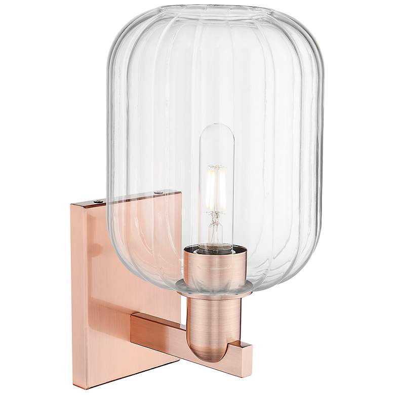 Image 2 Preston 13.5" High Antique Copper Wall Sconce With Clear Jar Shade more views