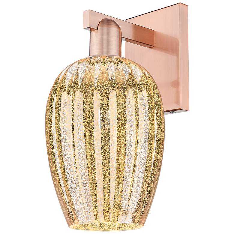 Image 1 Preston 13.5" High Antique Copper Wall Sconce With Mercury Flute Shade