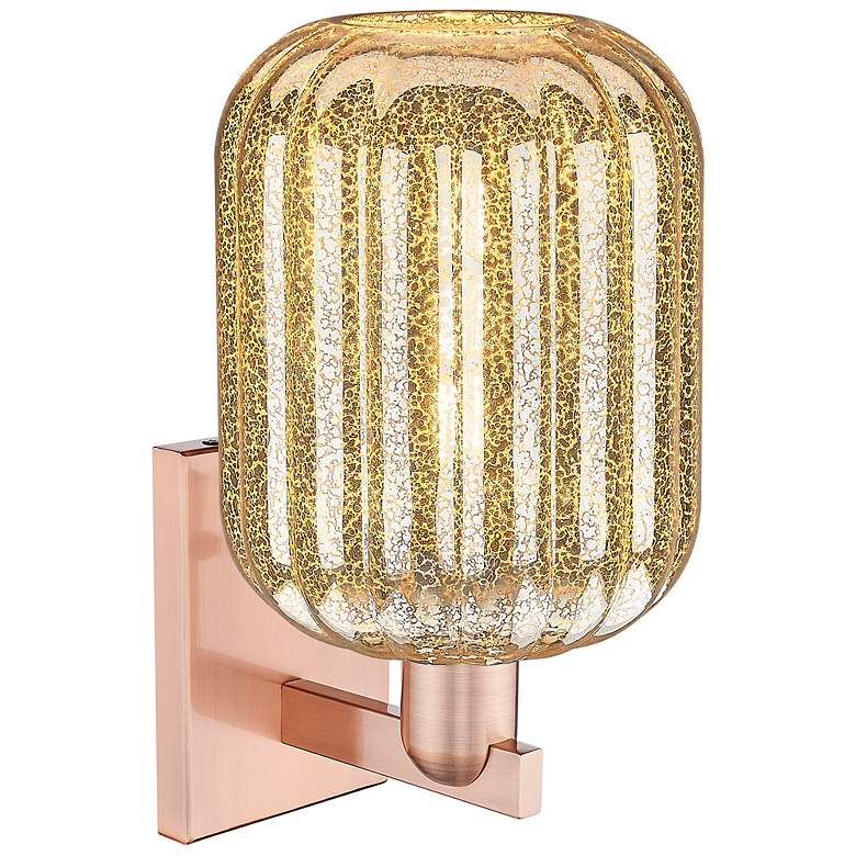 Image 2 Preston 13.5" High Antique Copper Wall Sconce With Mercury Jar Shade more views