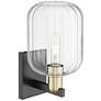 2_Preston 13.5" High Black Antique Brass Wall Sconce With Clear Jar Shade more views