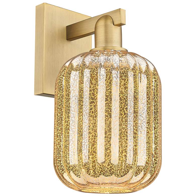 Image 1 Preston 13.5" High Brushed Brass Wall Sconce With Mercury Jar Shade