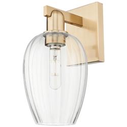 Preston 13.5" High Champagne Bronze Wall Sconce With Flute Clear Shade