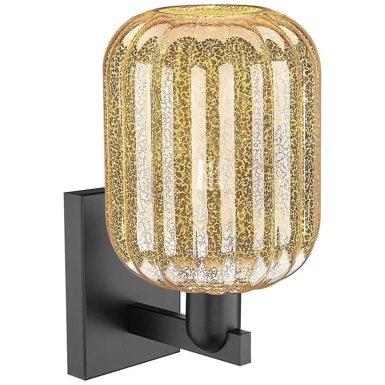 Image 2 Preston 13.5" High Matte Black Wall Sconce With Mercury Jar Shade more views