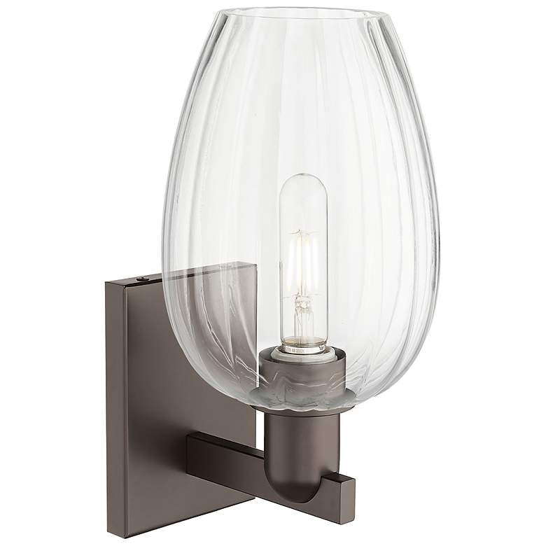 Image 2 Preston 13.5" High Oil Rubbed Bronze Wall Sconce With Flute Clear Shade more views