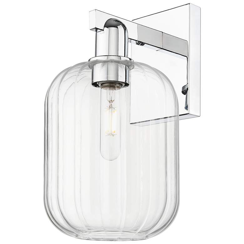 Image 1 Preston 13.5" High Polished Chrome Wall Sconce With Clear Jar Shade