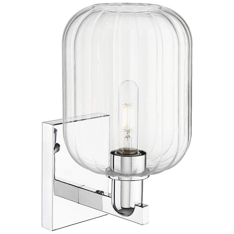 Image 2 Preston 13.5" High Polished Chrome Wall Sconce With Clear Jar Shade more views