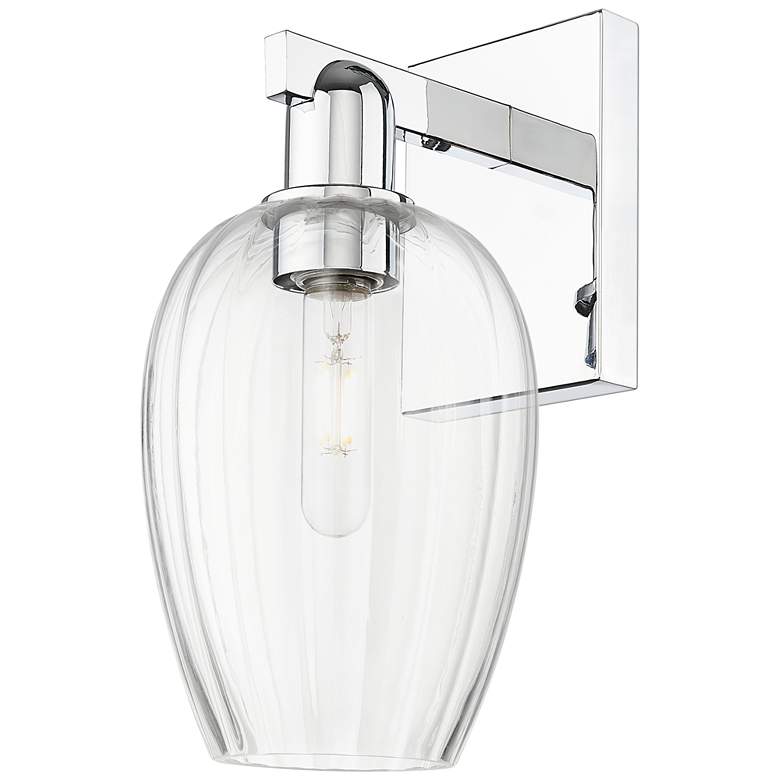Image 1 Preston 13.5" High Polished Chrome Wall Sconce With Flute Clear Shade