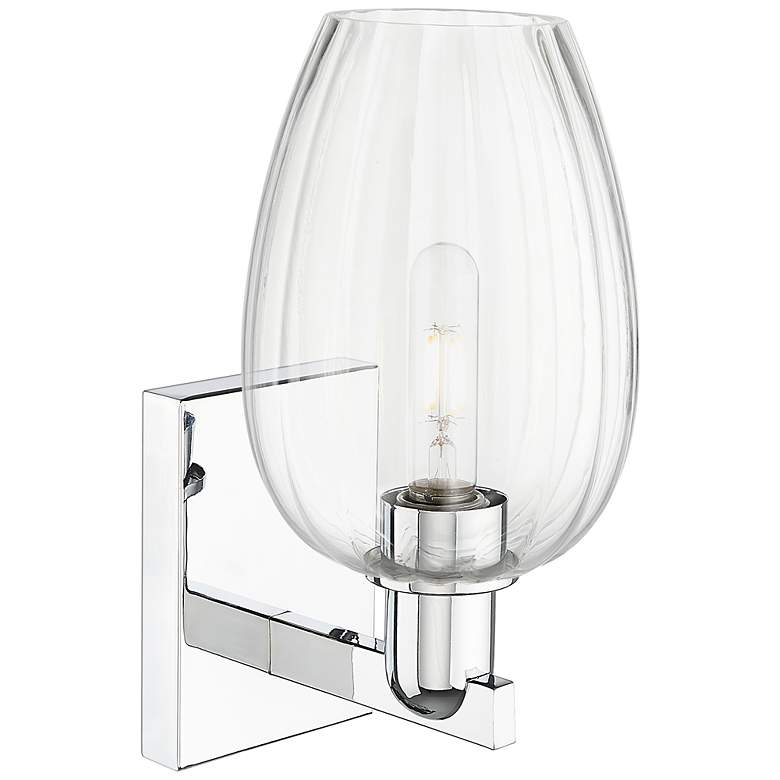 Image 2 Preston 13.5" High Polished Chrome Wall Sconce With Flute Clear Shade more views