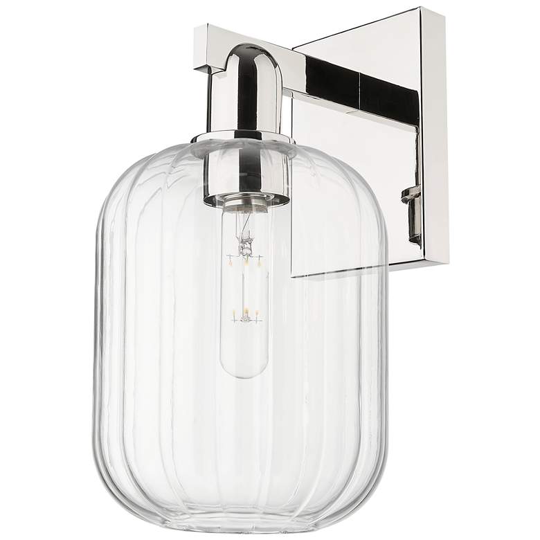 Image 1 Preston 13.5" High Polished Nickel Wall Sconce With Clear Jar Shade