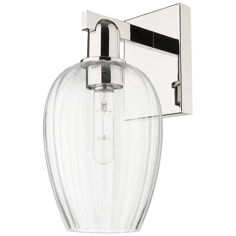 Image 1 Preston 13.5" High Polished Nickel Wall Sconce With Flute Clear Shade